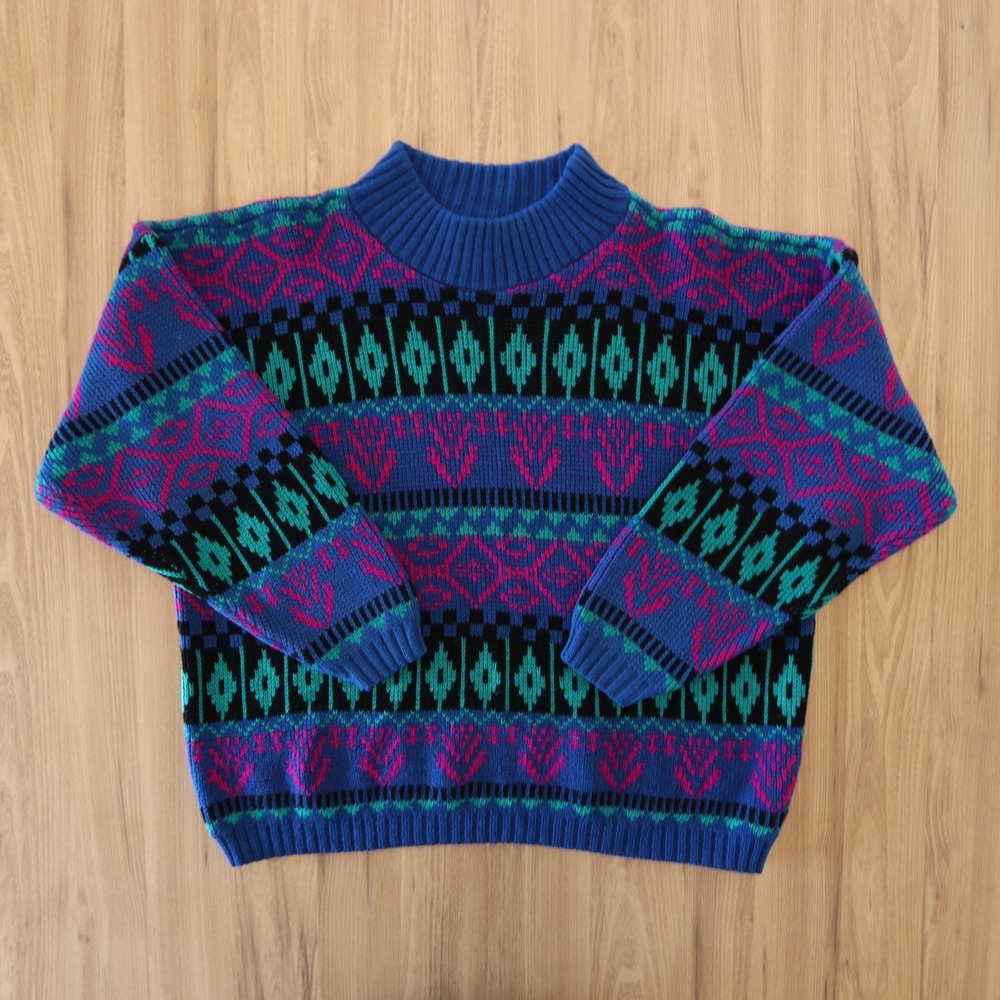 Vintage 90s Sweater Womens Large Adesso Multicolor Made in USA